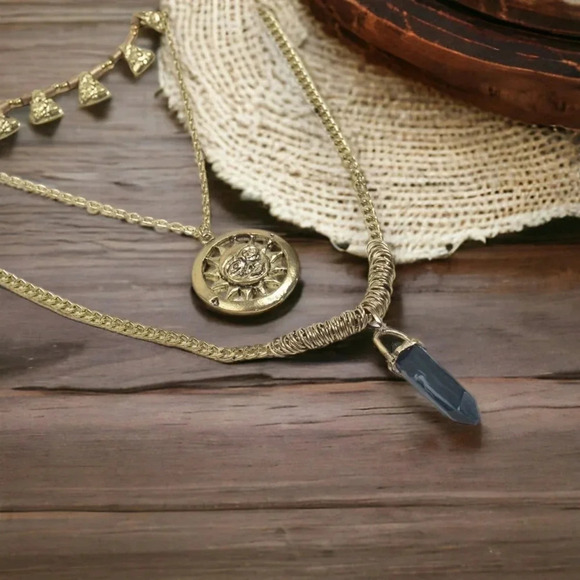 🆕️Indian Artisanal Layered Boho Chic Sun & Crystal Statement Necklace 🌞✨ - Picture 7 of 11